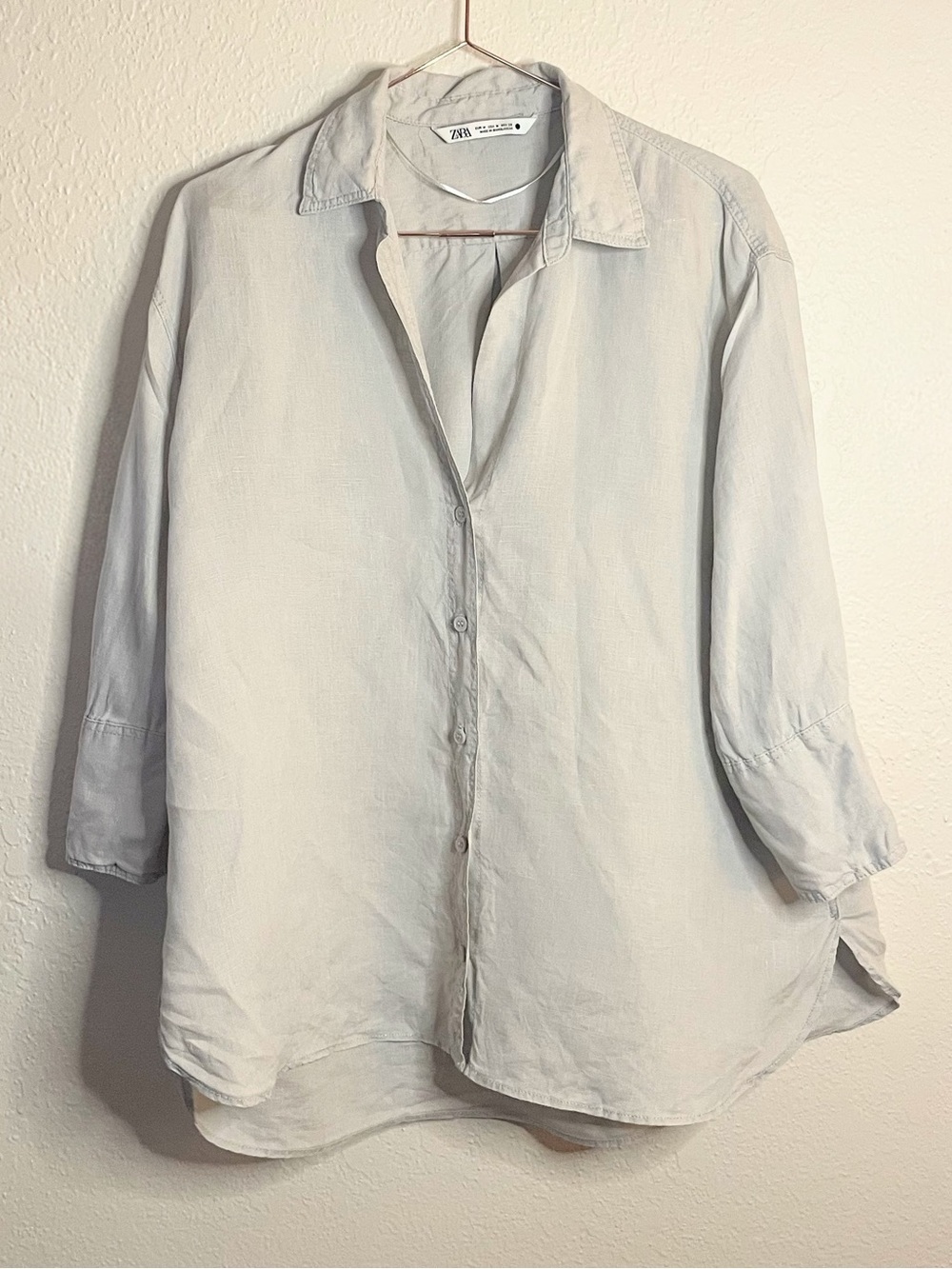 Zara 100% Linen Oversized Button Down Shirt Medium